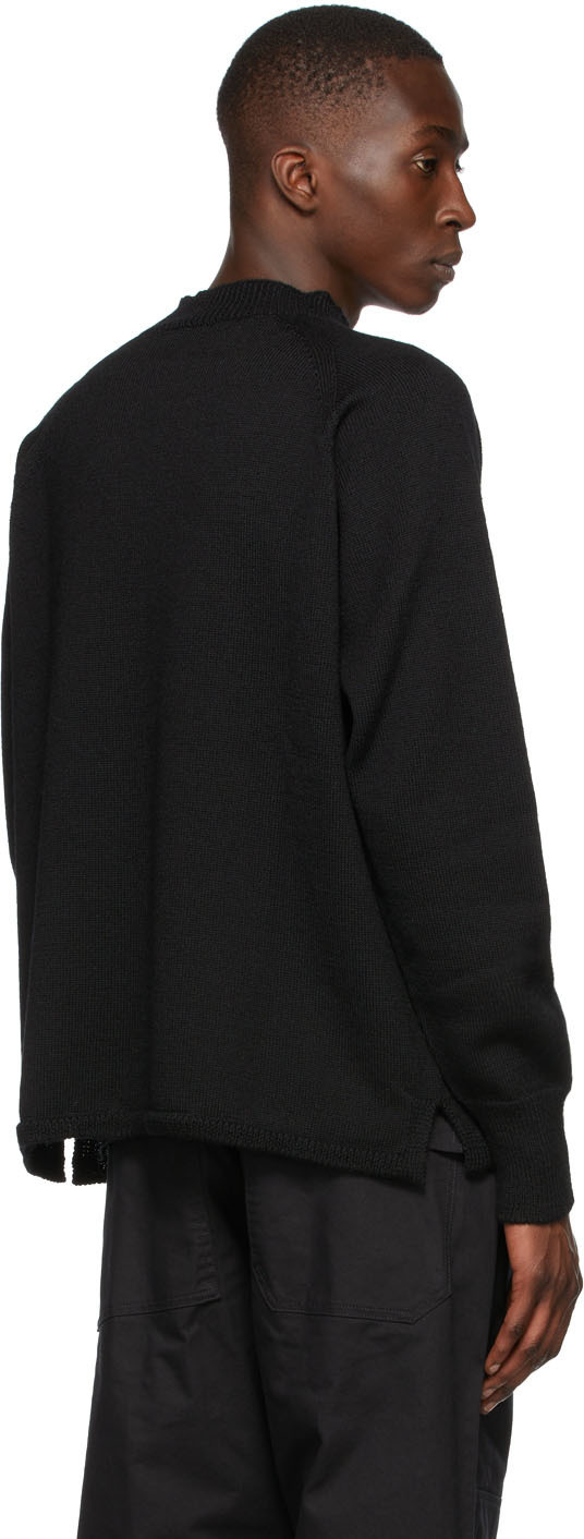 MHL by Margaret Howell Black Utility Wool Crewneck Sweater MHL by ...