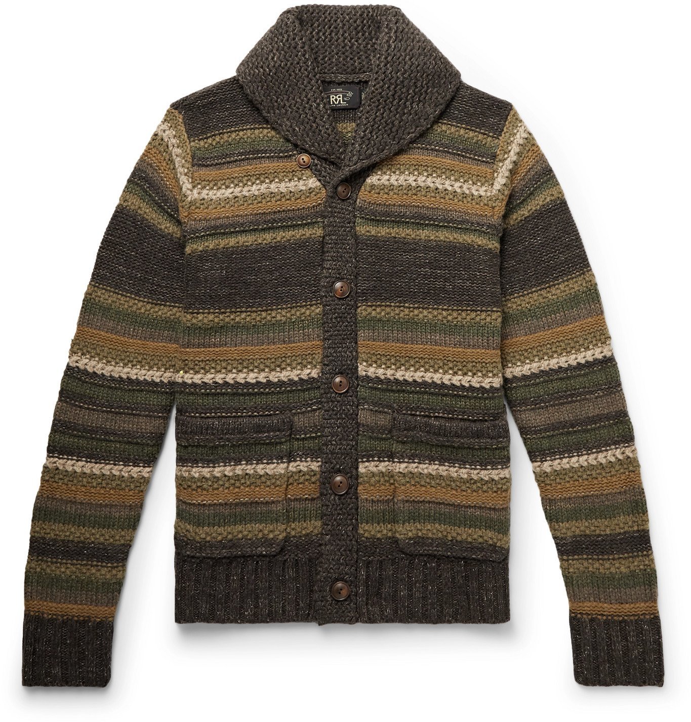 RRL - Slim-Fit Shawl-Collar Striped Wool, Linen and Silk-Blend Cardigan ...