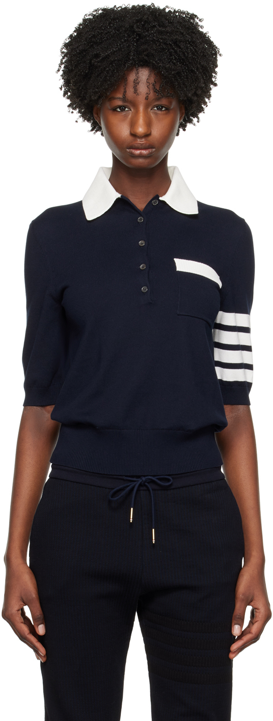 Thom Browne Navy 4-Bar Polo Thom Browne