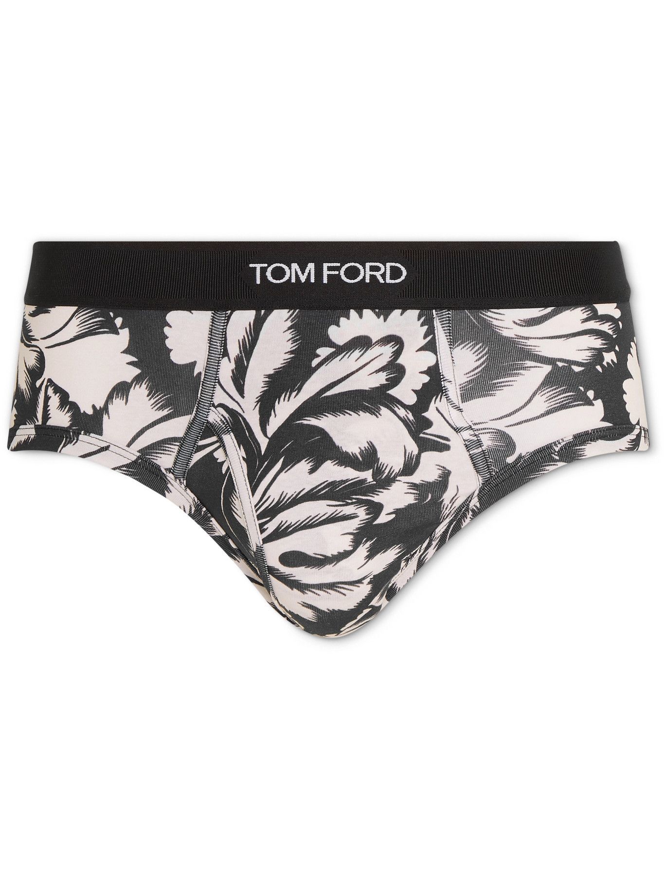 TOM FORD - Printed Stretch-Cotton Briefs - Black TOM FORD