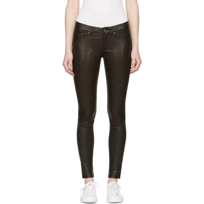 Bone Black Skinny Leather Pants Rag 