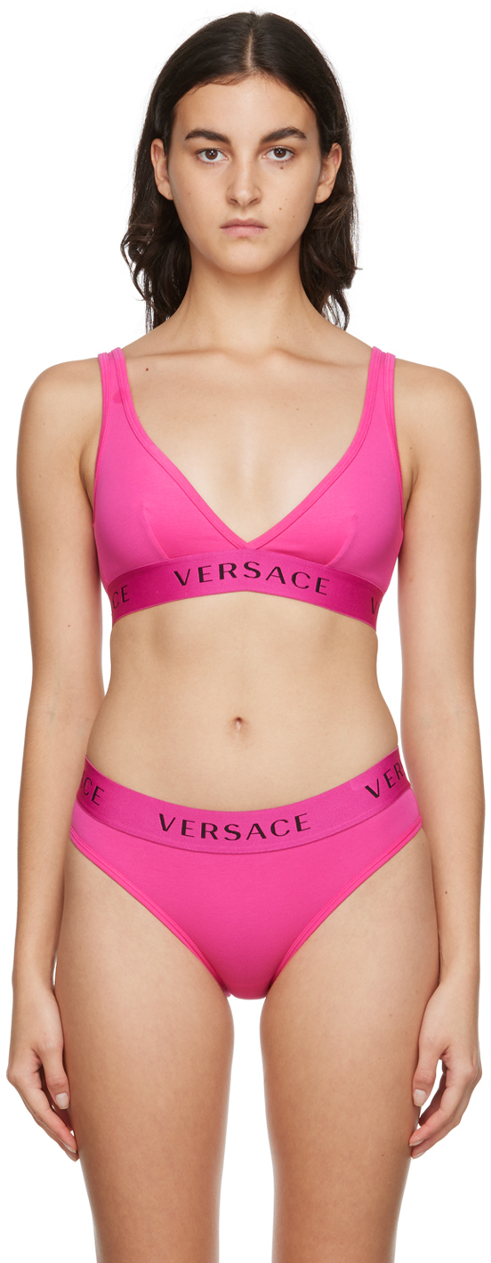 Versace Underwear Pink Logo Bralette Versace Underwear