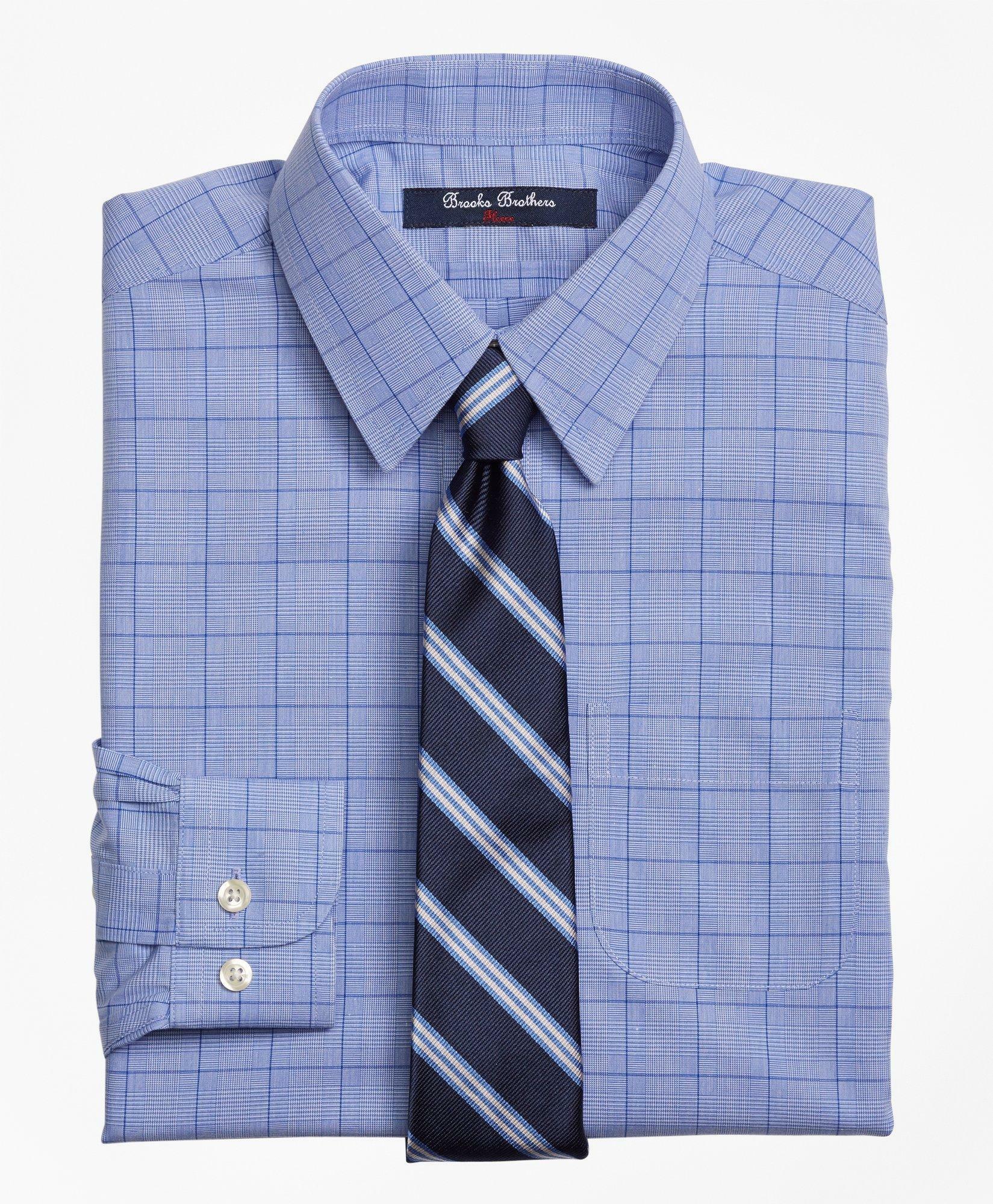 Brooks Brothers Boys Non-Iron Supima Cotton Broadcloth Plaid Dress Shirt | Blue