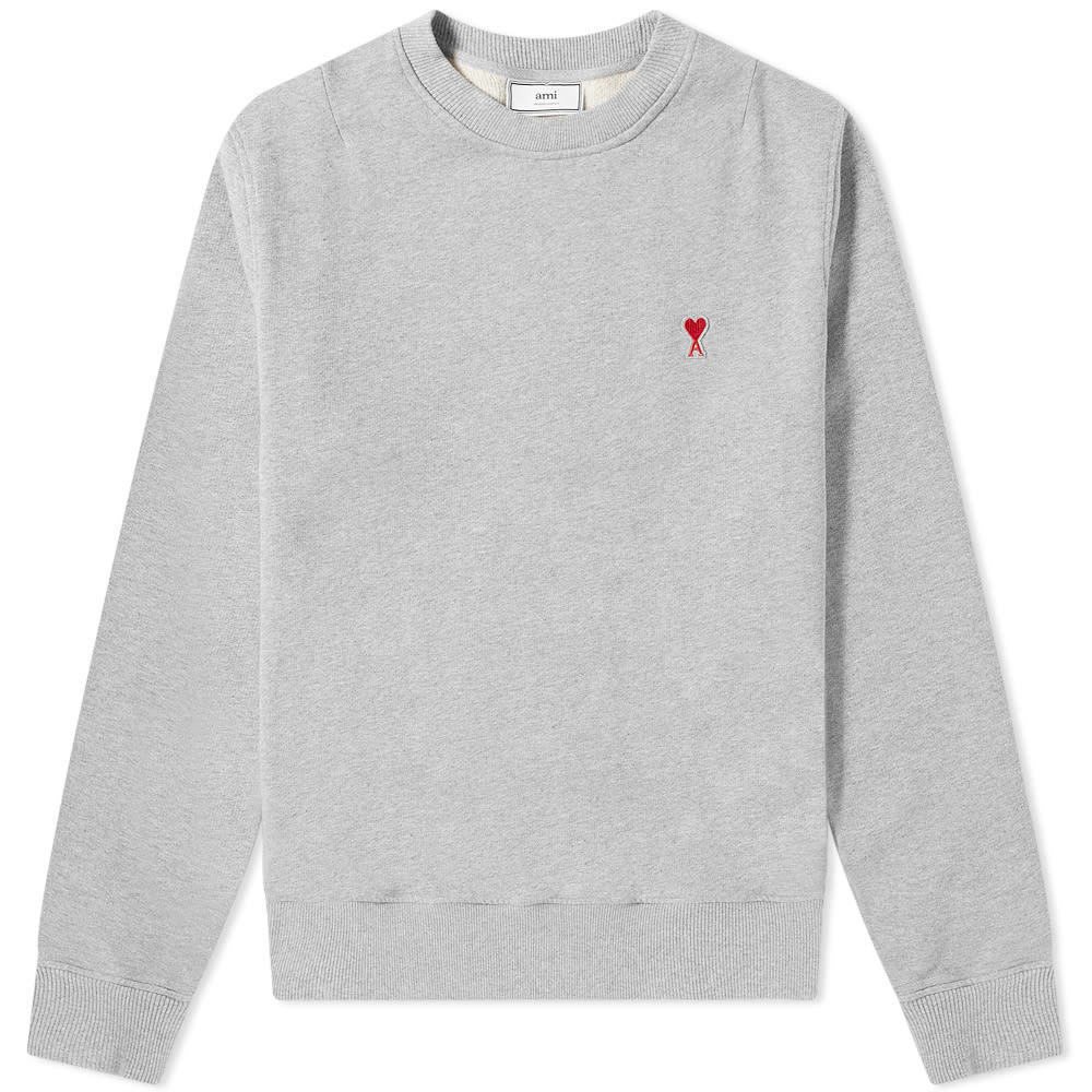 AMI Heart Logo Crew Sweat Grey AMI Alexandre Mattiussi