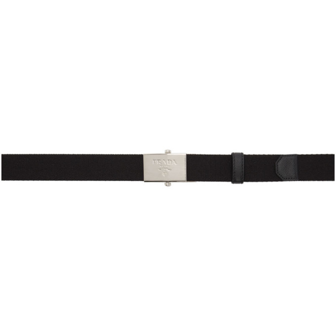 prada black square buckle belt