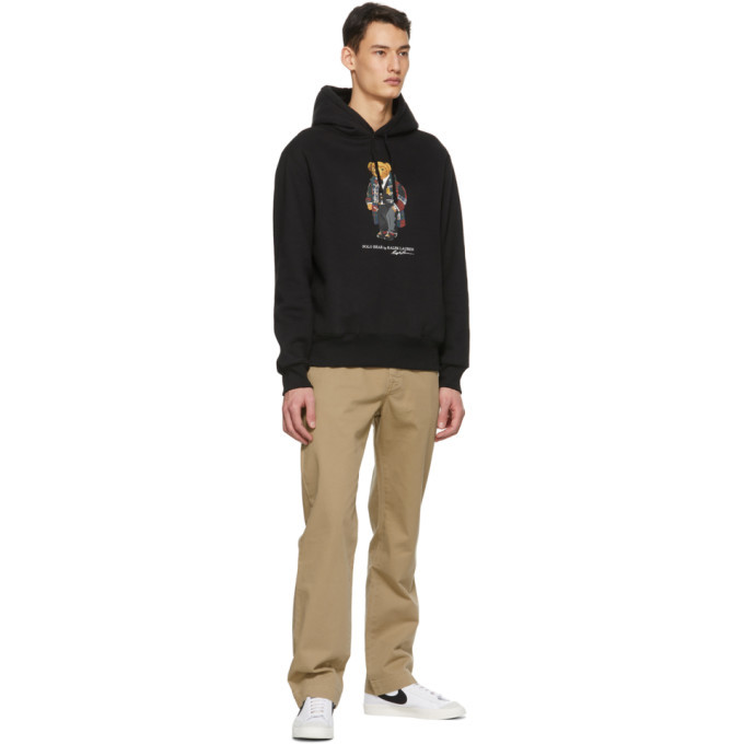 polo bear fleece hoodie black