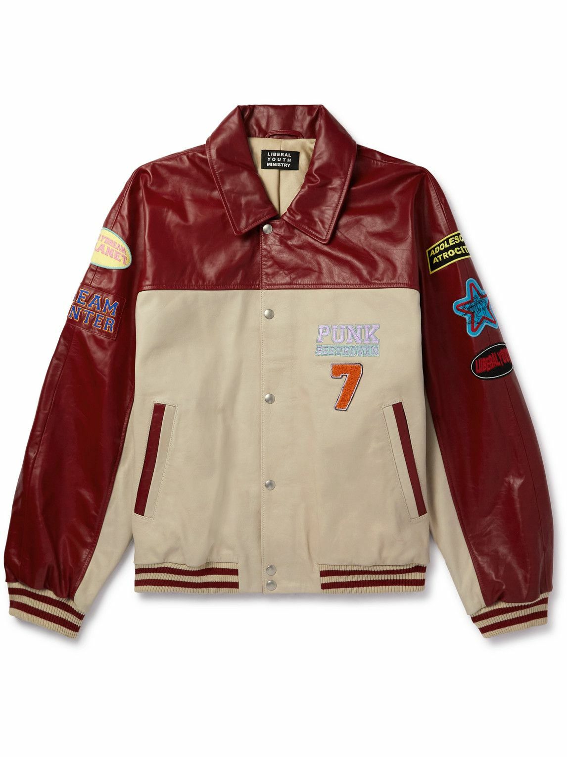 Liberal Youth Ministry Embellished ColourBlock Leather Varsity