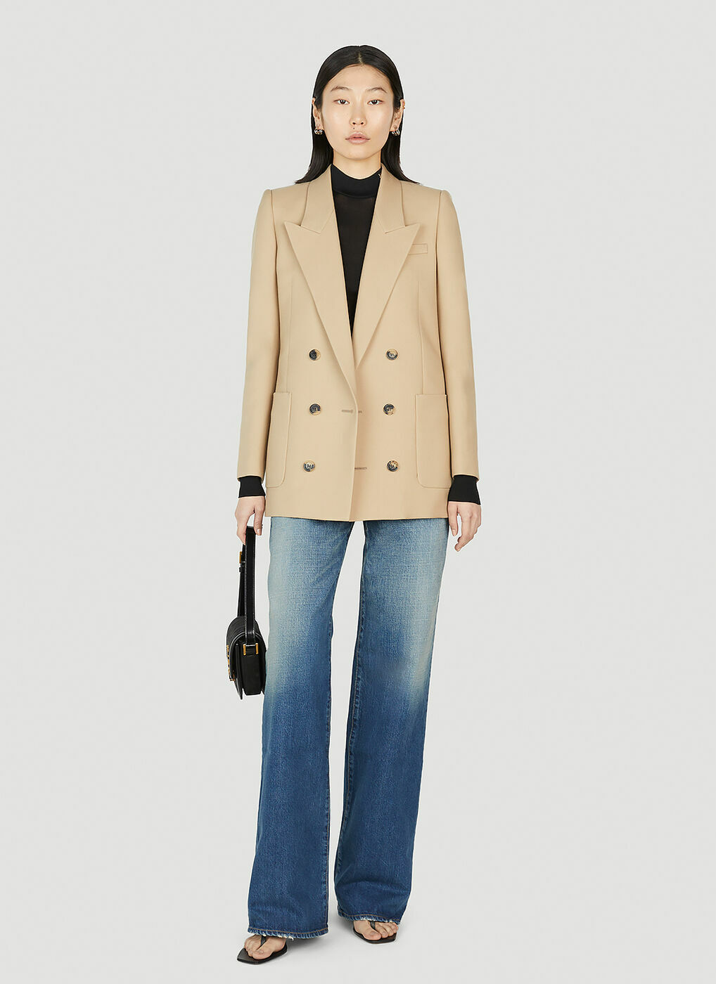 Saint Laurent - Double Breasted Blazer In Beige Saint Laurent