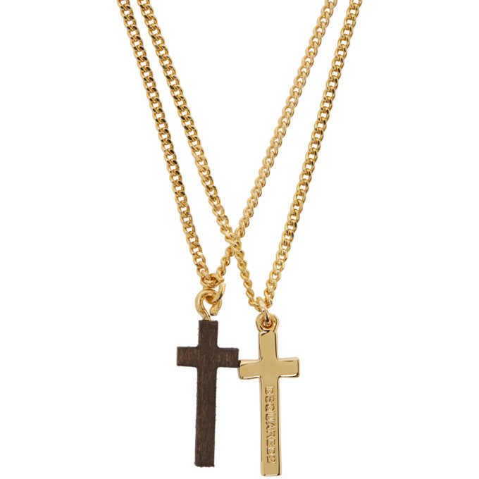 Dsquared2 Gold Wood Jesus Necklace Dsquared2