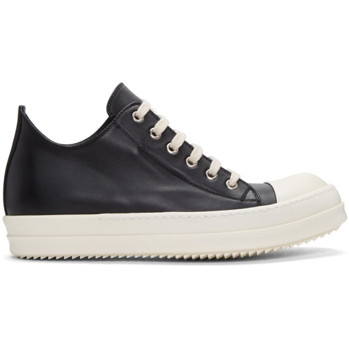 Rick Owens Black Leather Low Sneakers Rick Owens