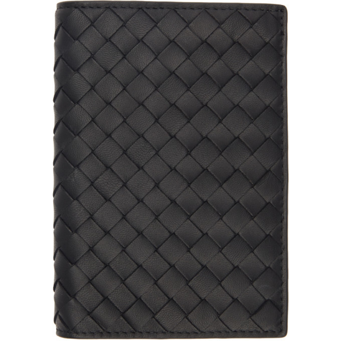 Bottega Black Intrecciato Passport Holder Bottega