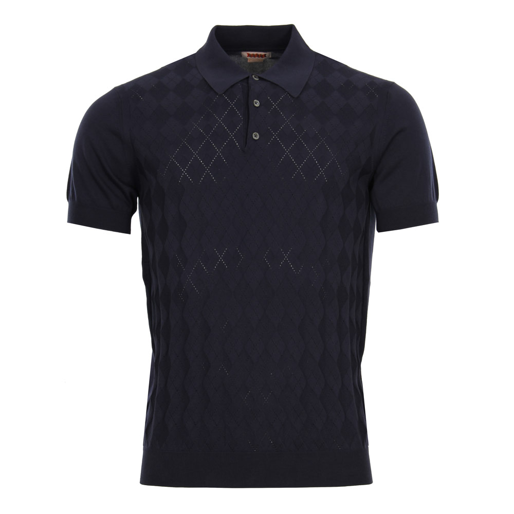 Knitted Polo Shirt - Navy Baracuta