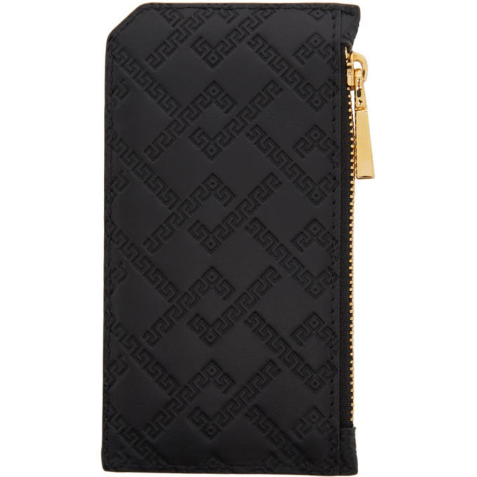 versace black greek key card holder