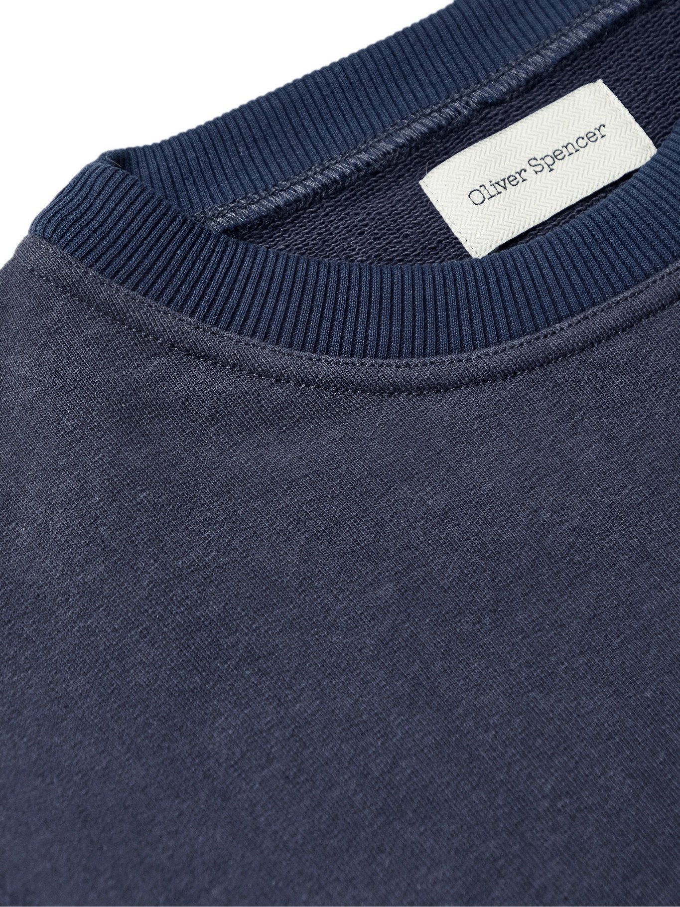OLIVER SPENCER - Robin Mélange Loopback Cotton and Linen-Blend Jersey Sweatshirt - Blue