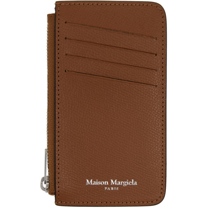 Maison Margiela Brown Four Stitch Zip Card Holder Maison Margiela