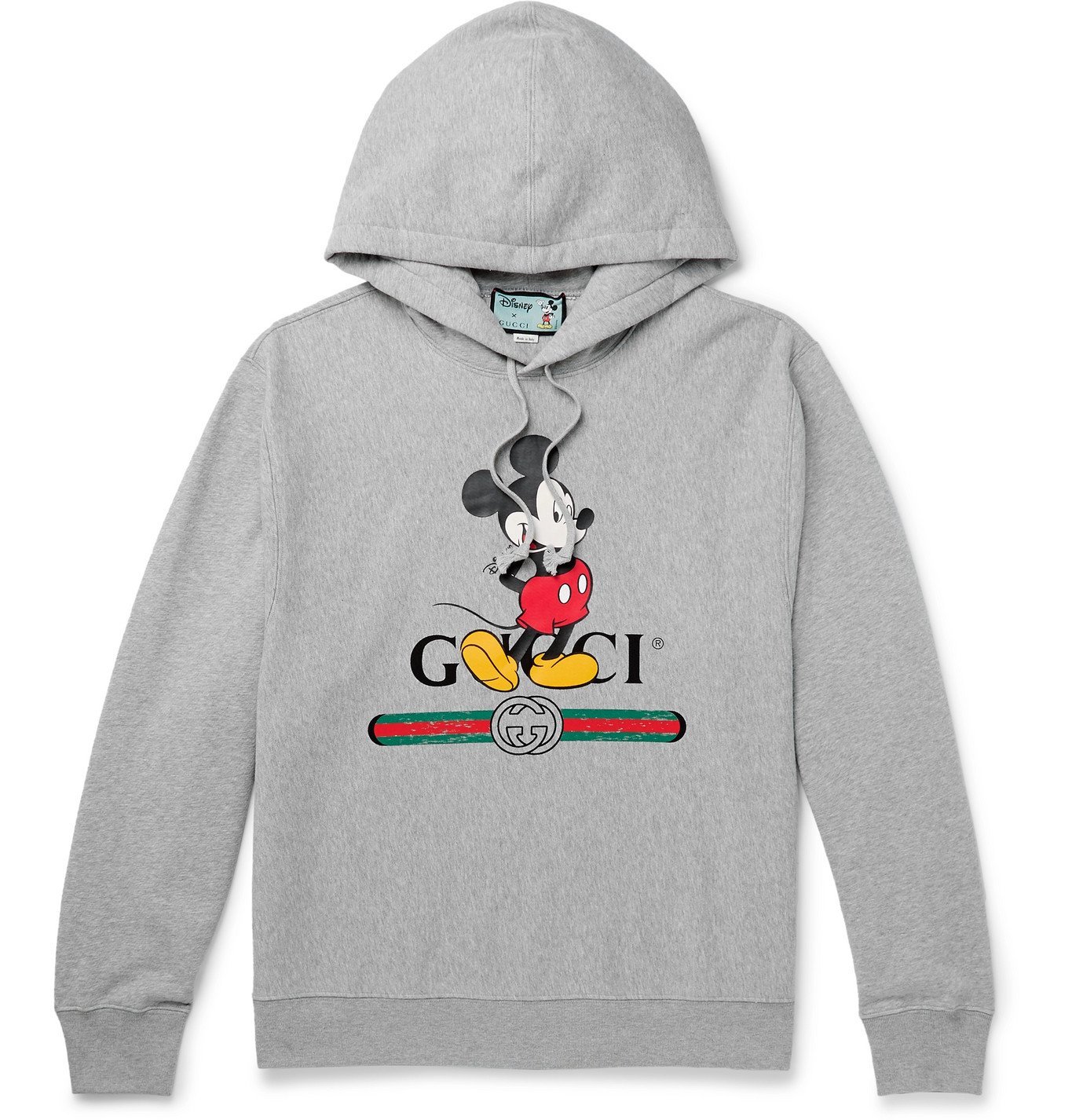 Gucci - Disney Logo-Print Mélange Loopback Cotton-Jersey Hoodie - Gray ...