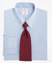 Brooks Brothers Men's Madison Relaxed-Fit Dress Shirt, Non-Iron Houndstooth | Light Blue