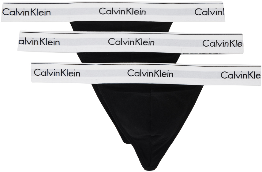 Calvin Klein Underwear ThreePack Black Modern Thongs Calvin Klein