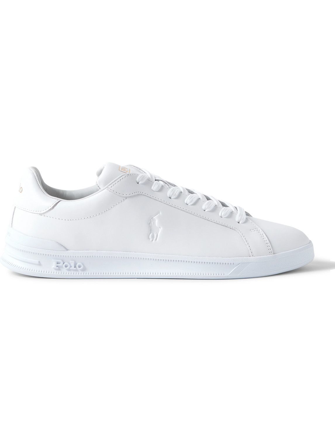 Photo: Polo Ralph Lauren - Heritage Court Logo-Debossed Leather Sneakers - White