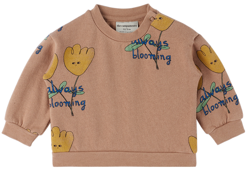 The Campamento Baby Brown Flowers Allover Sweatshirt