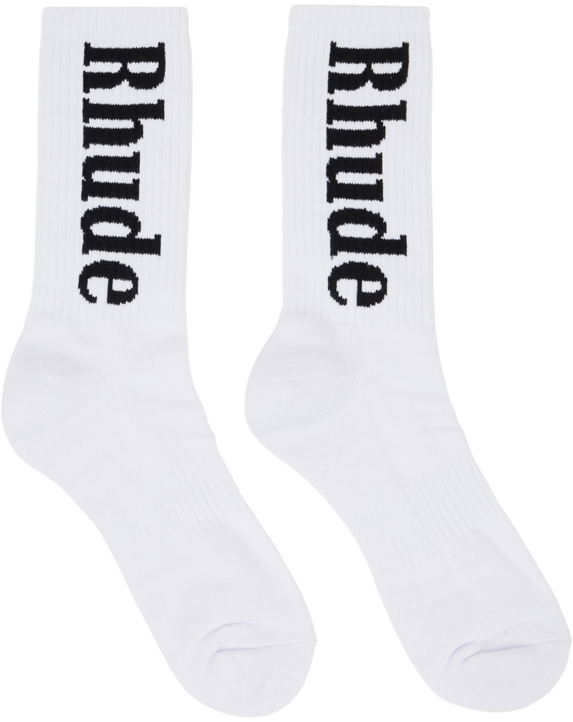 Rhude Black & White RH Vertical Socks Rhude