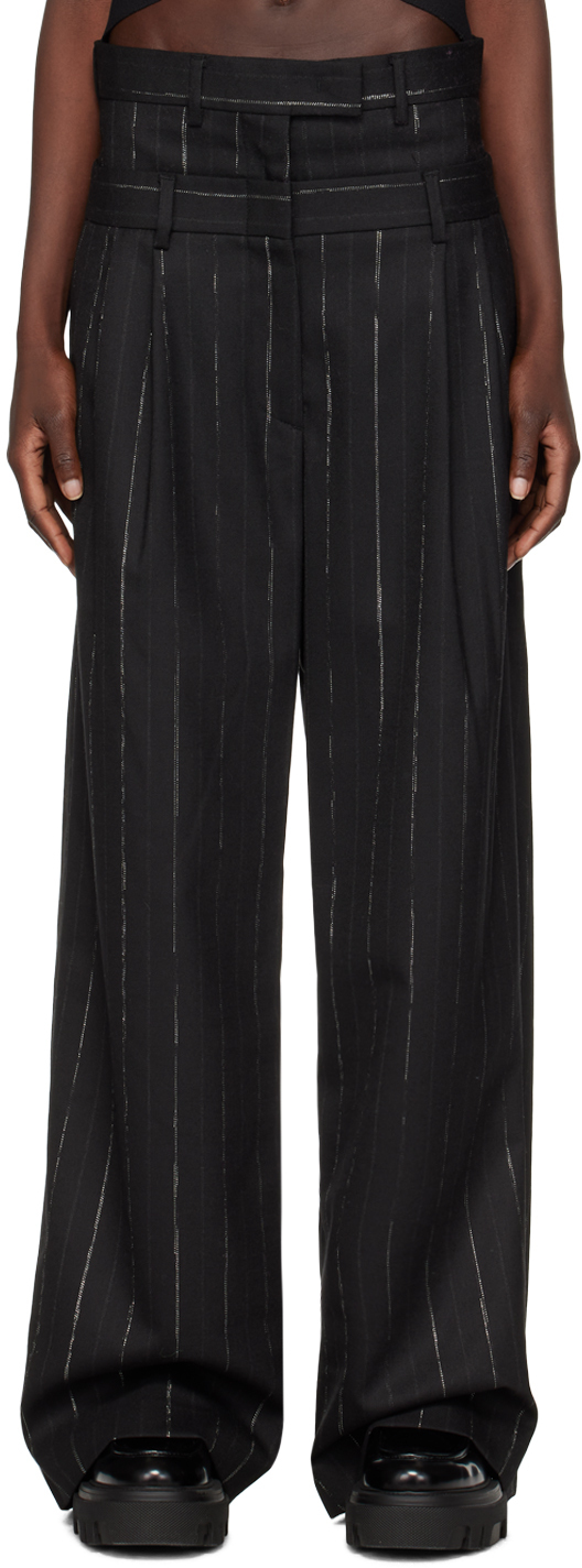 MSGM Black Double Waistband Trousers MSGM