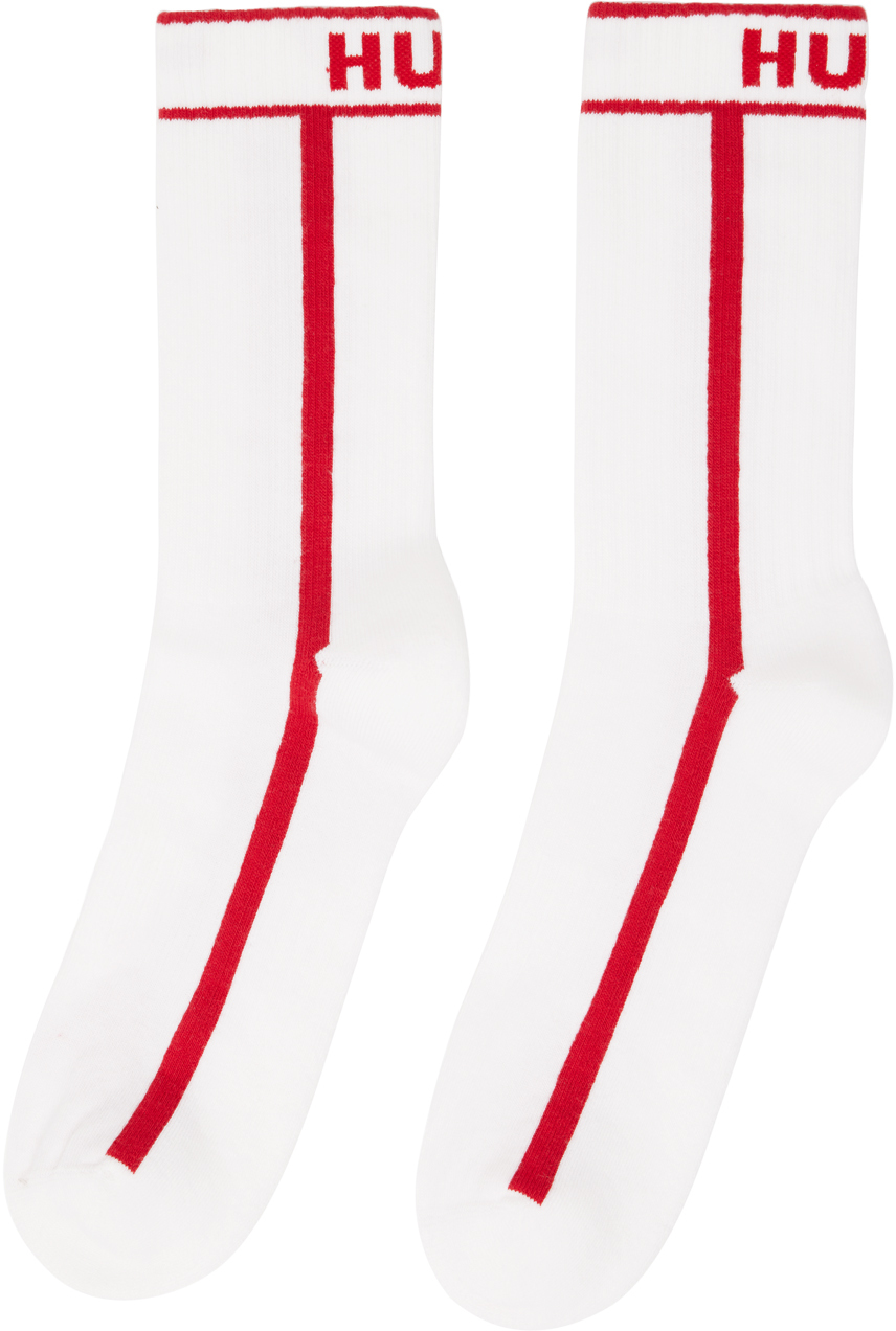 Hugo Two-Pack White & Red Socks Hugo Boss