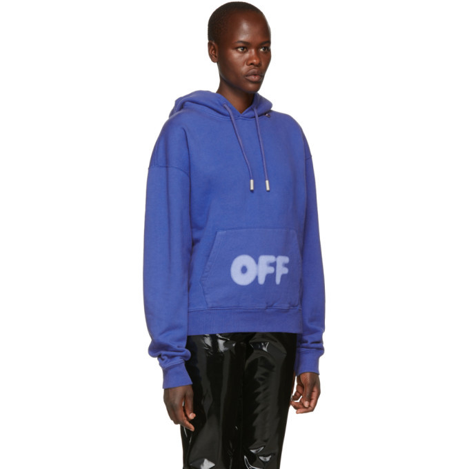 Off-White Blue Blurred Logo Hoodie Off 