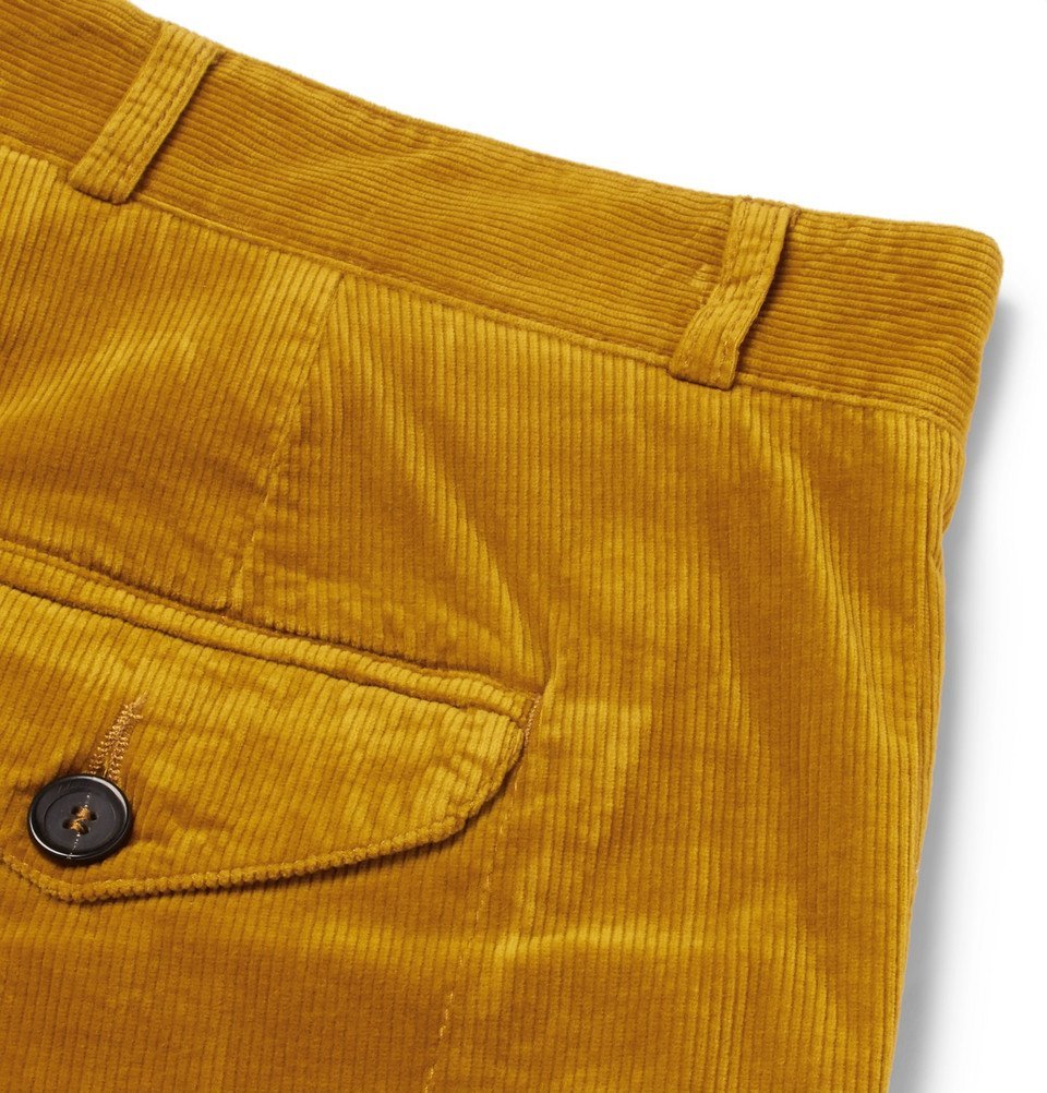 Oliver Spencer - Fishtail Stretch-Cotton Corduroy Trousers - Men - Yellow
