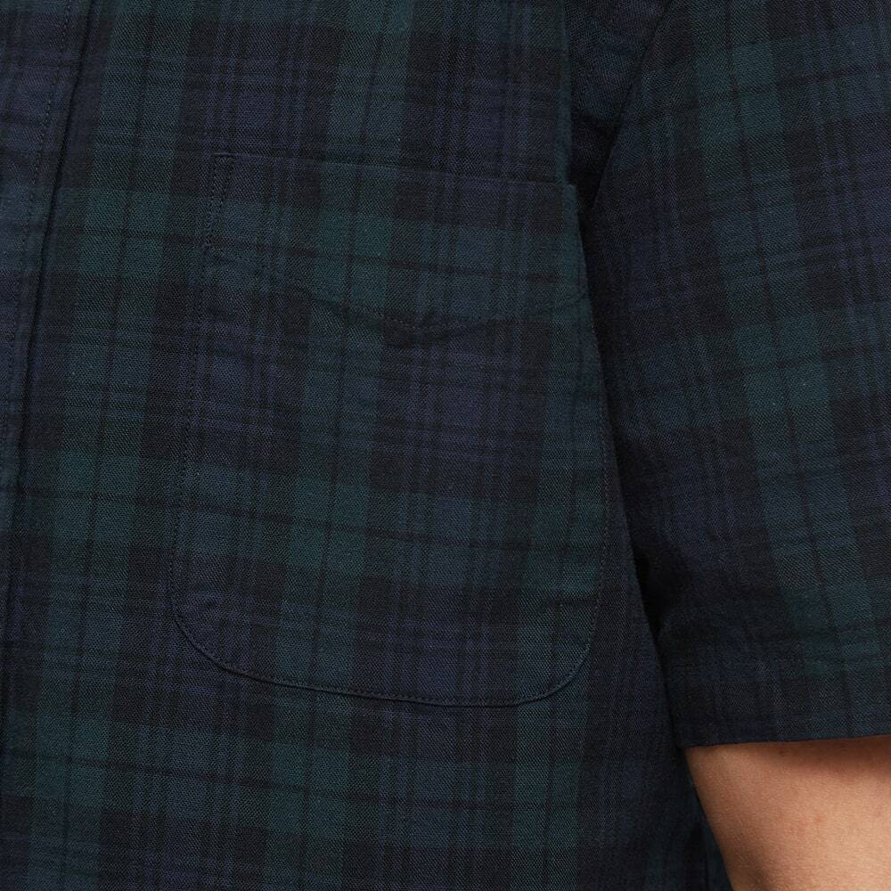 Beams Plus Men's Short Sleeve Black Watch Shirt in Indigo Beams Plus