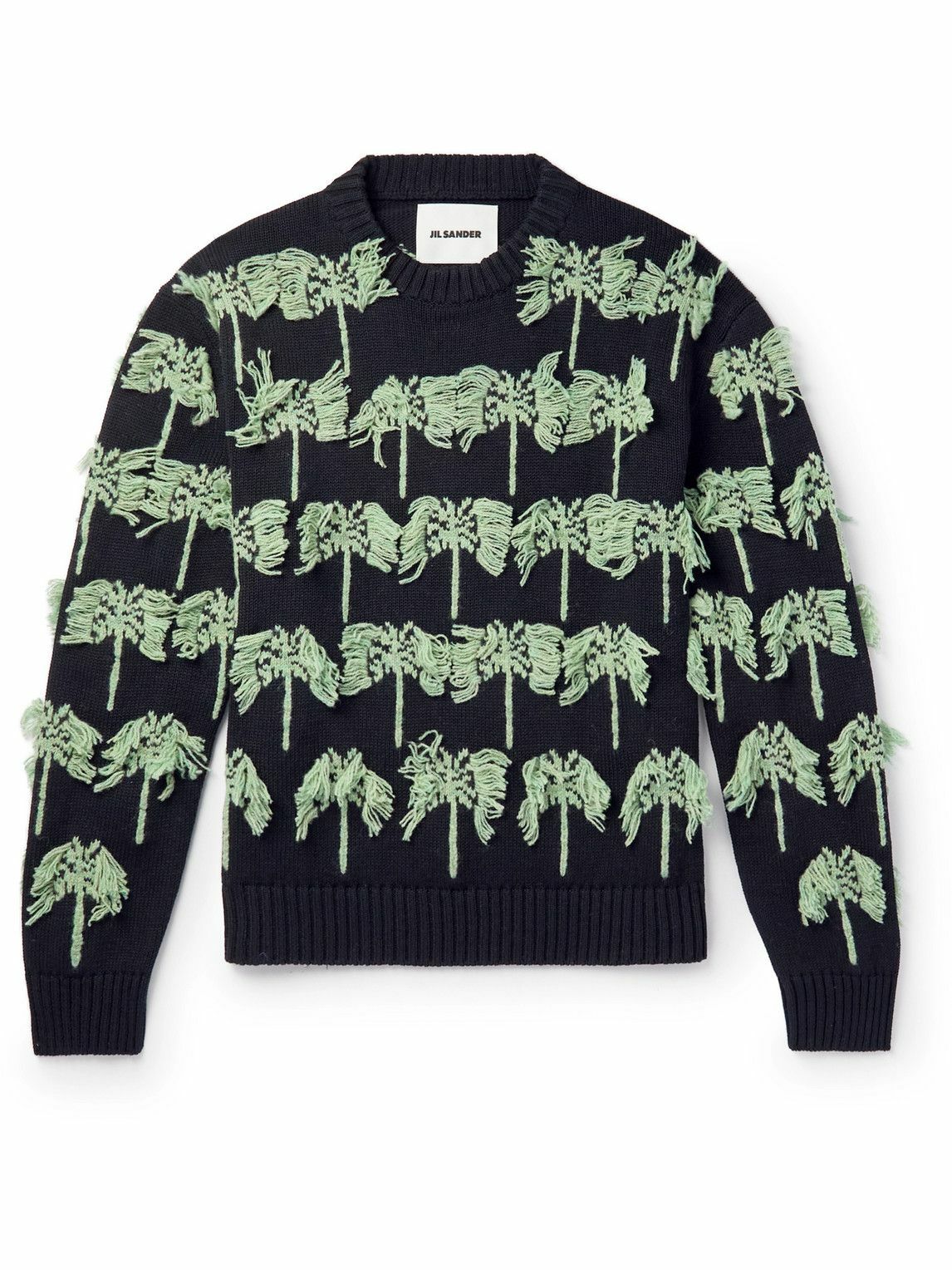 Photo: Jil Sander - Gima Intarsia Cotton and Wool-Blend Sweater - Black