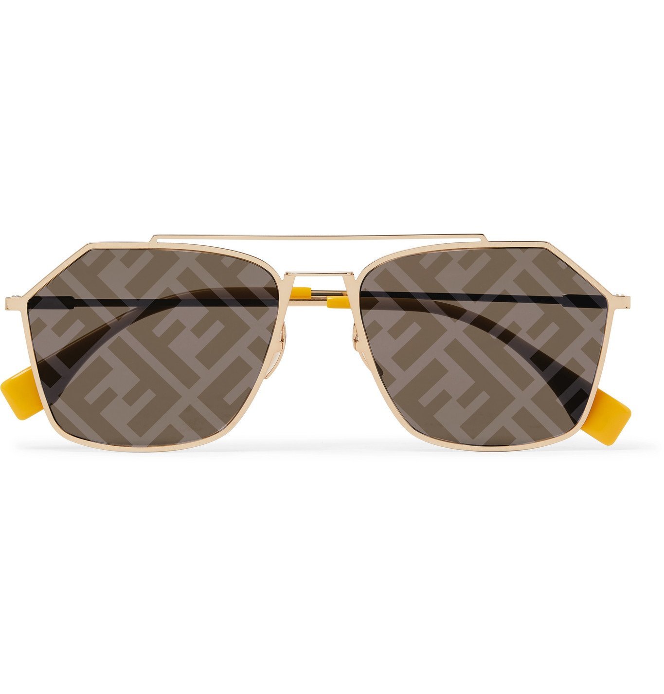 Fendi - Aviator-Style Logo-Print Gold-Tone and Acetate Sunglasses ...