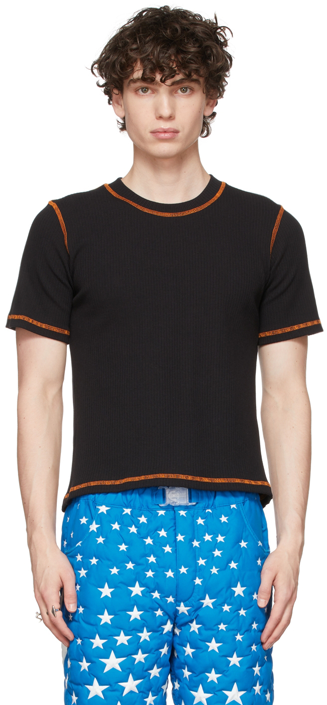 Phlemuns SSENSE Exclusive Black Contrast Stitch Backless T-Shirt Phlemuns