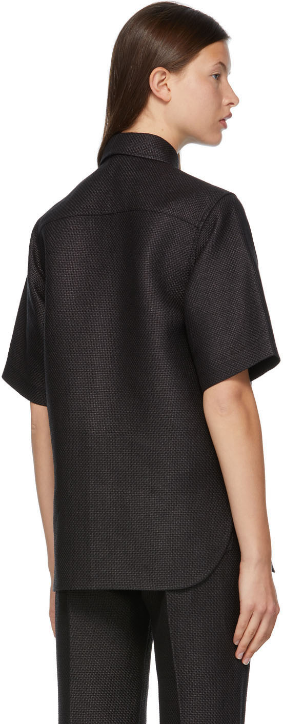 AURALEE Black Washi Basket Half Sleeve Shirt Auralee