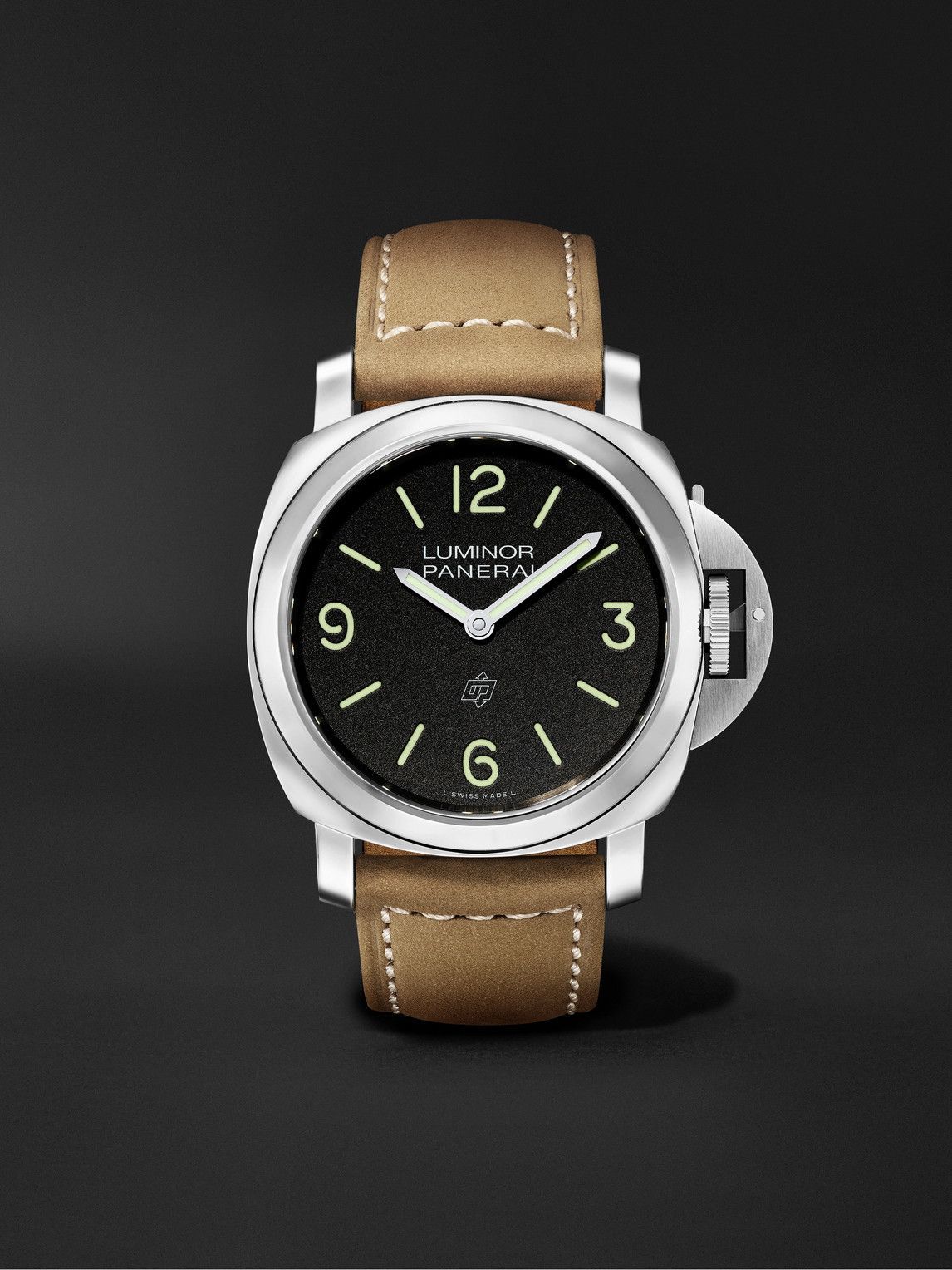 Panerai - Luminor Base Logo Hand-Wound 44mm Stainless Steel and Suede ...