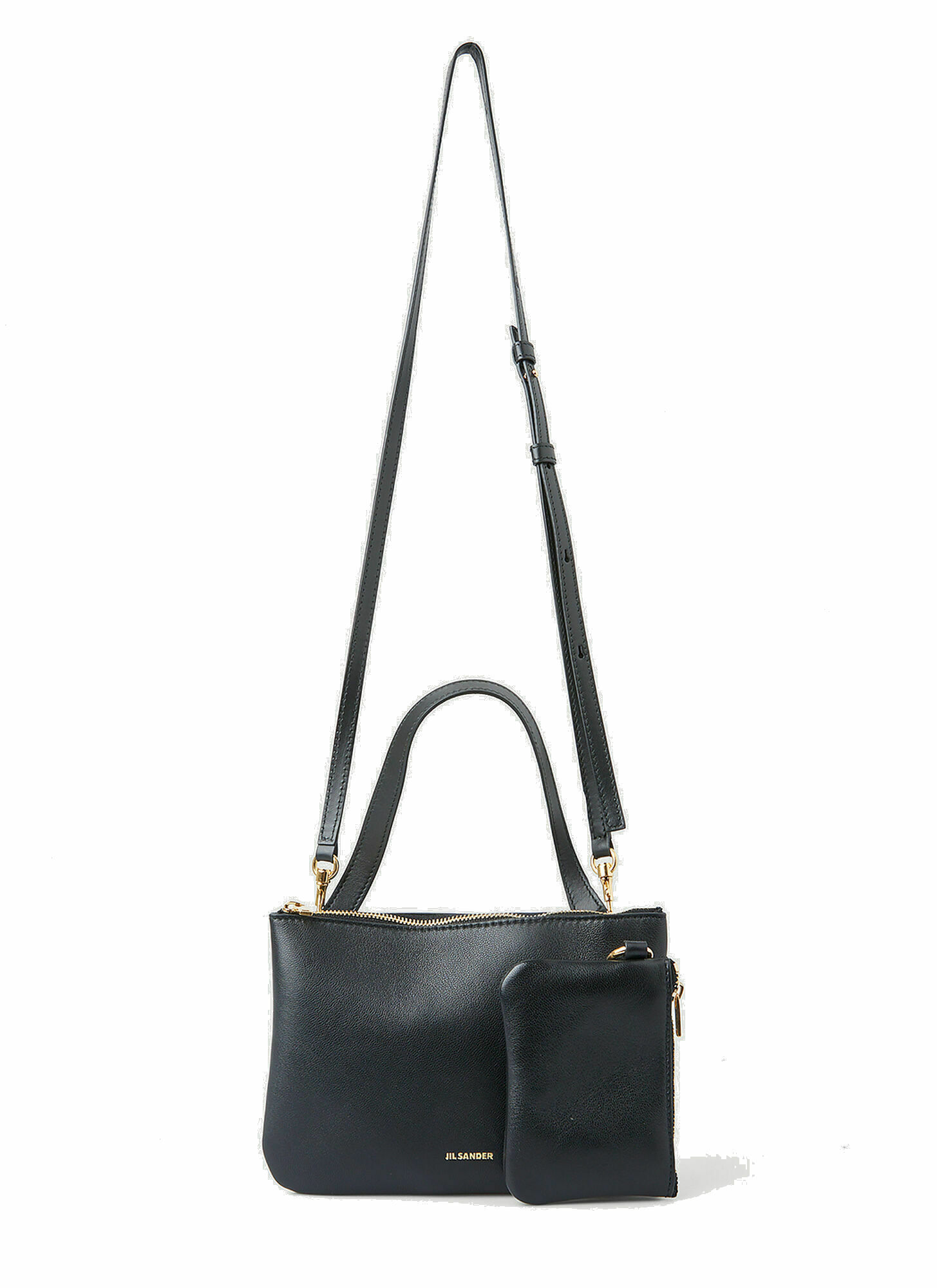 Link Medium Shoulder Bag in Black Jil Sander