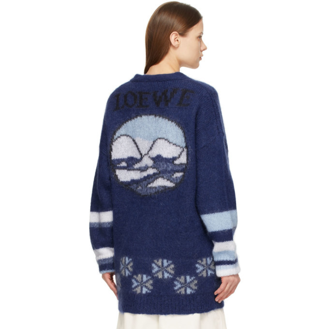 Loewe Navy Oversized Bear Cardigan Loewe