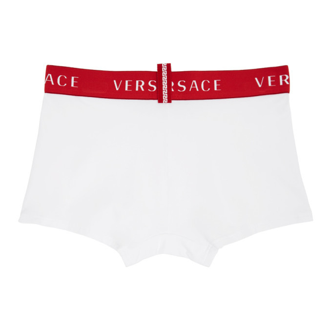 Versace Underwear White and Red Logo Boxer Briefs Versace Underwear