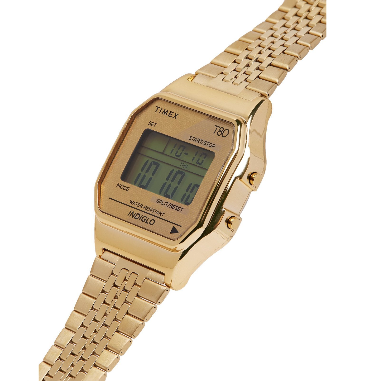 Timex - T80 34mm Gold-Tone Stainless Steel Digital Watch - Gold Timex