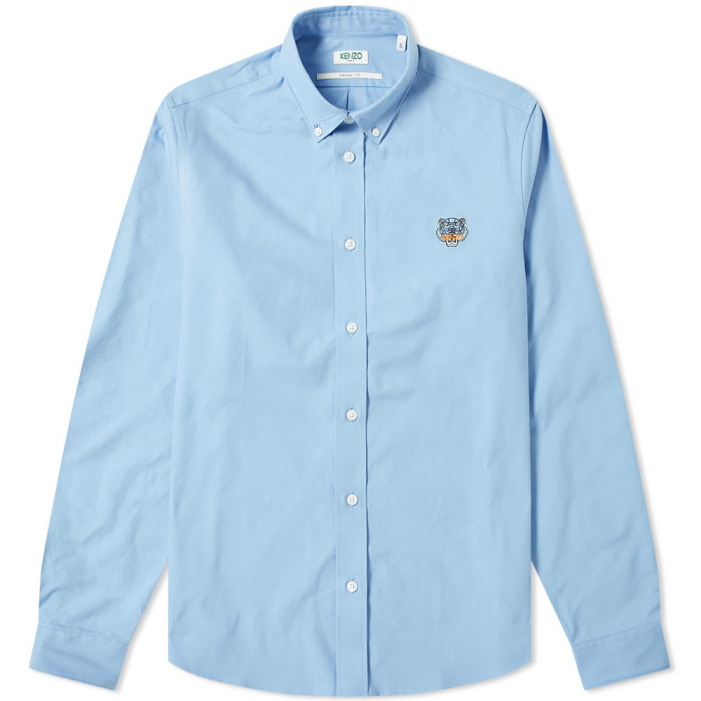 Kenzo Tiger Logo Twill Button Down Shirt Sky Blue Kenzo Kenzo Tiger Logo Twill Button Down Shirt Sky Blue Kenzo
