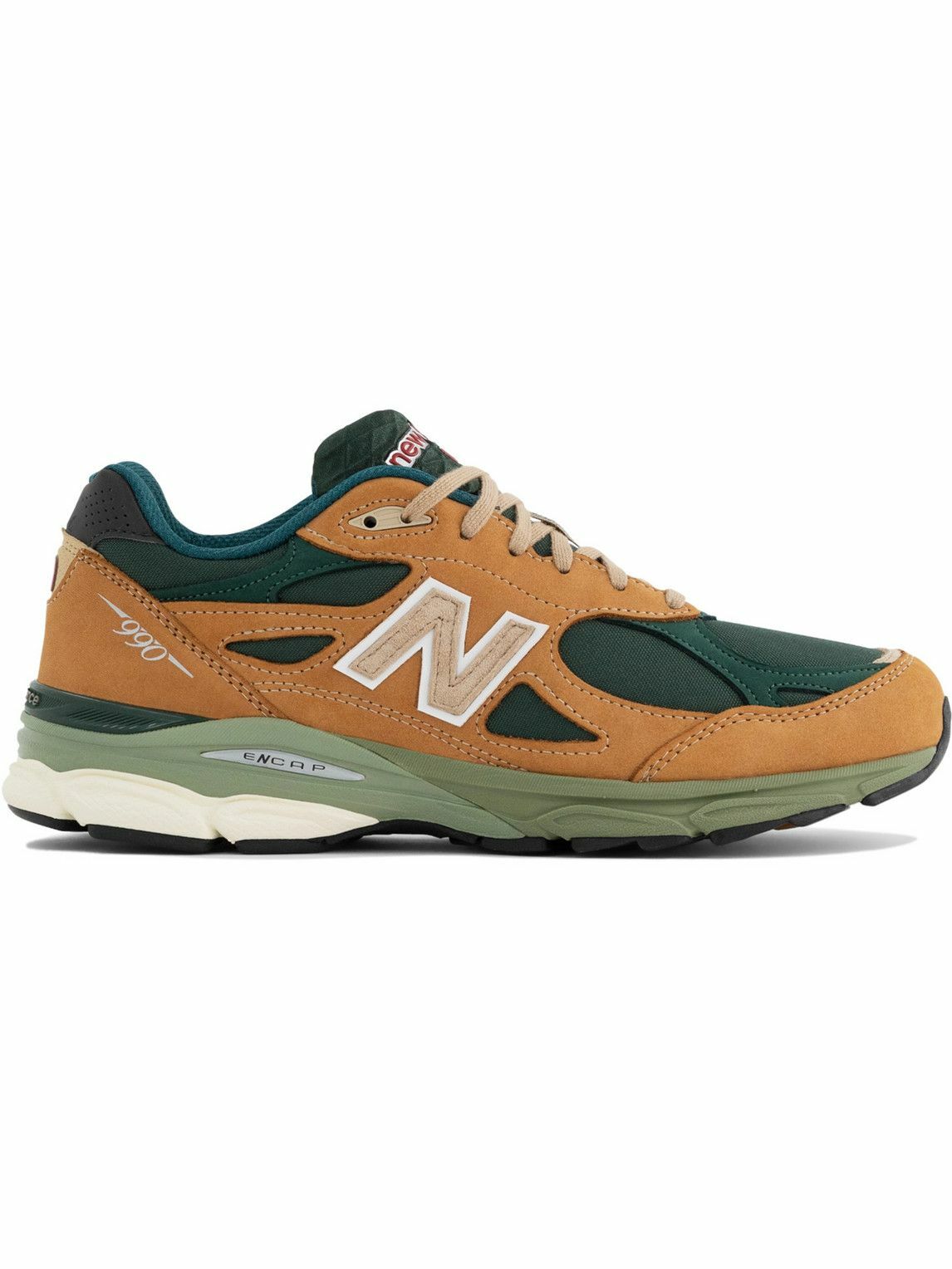 New Balance - MADE in USA 990v3 Leather-Trimmed Mesh and Suede Sneakers ...