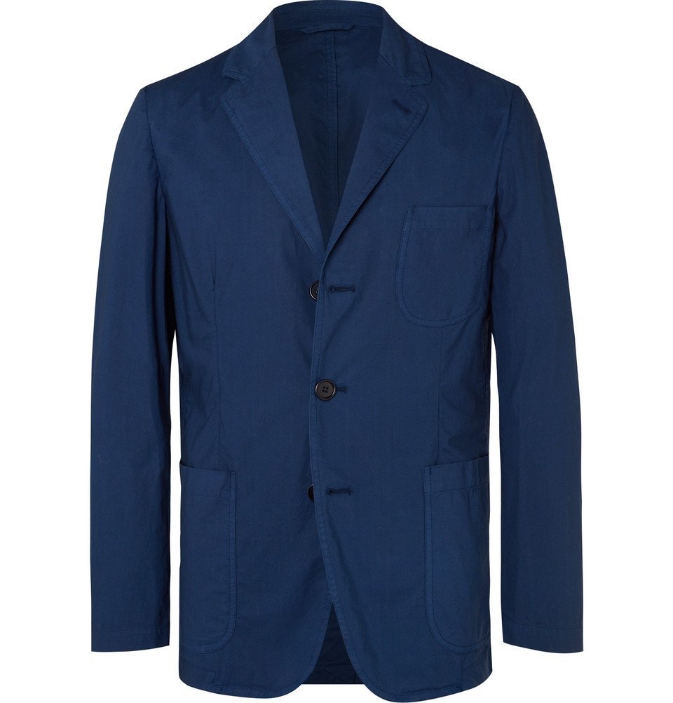 Aspesi - Dark-Blue Slim-Fit Unstructured Garment-Dyed Cotton Blazer ...