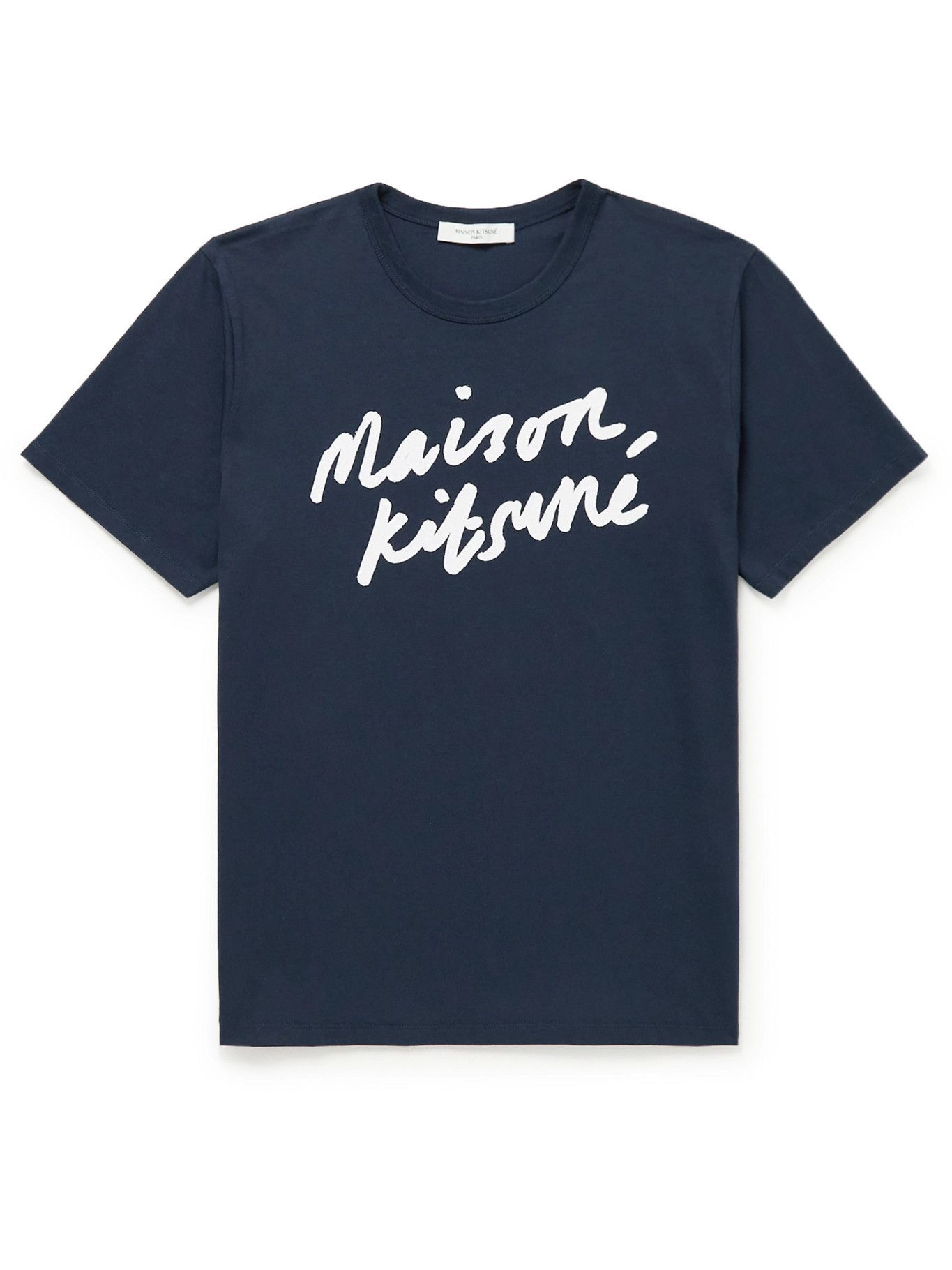 Maison Kitsuné - Logo-Print Cotton-Jersey T-Shirt - Blue Maison Kitsune