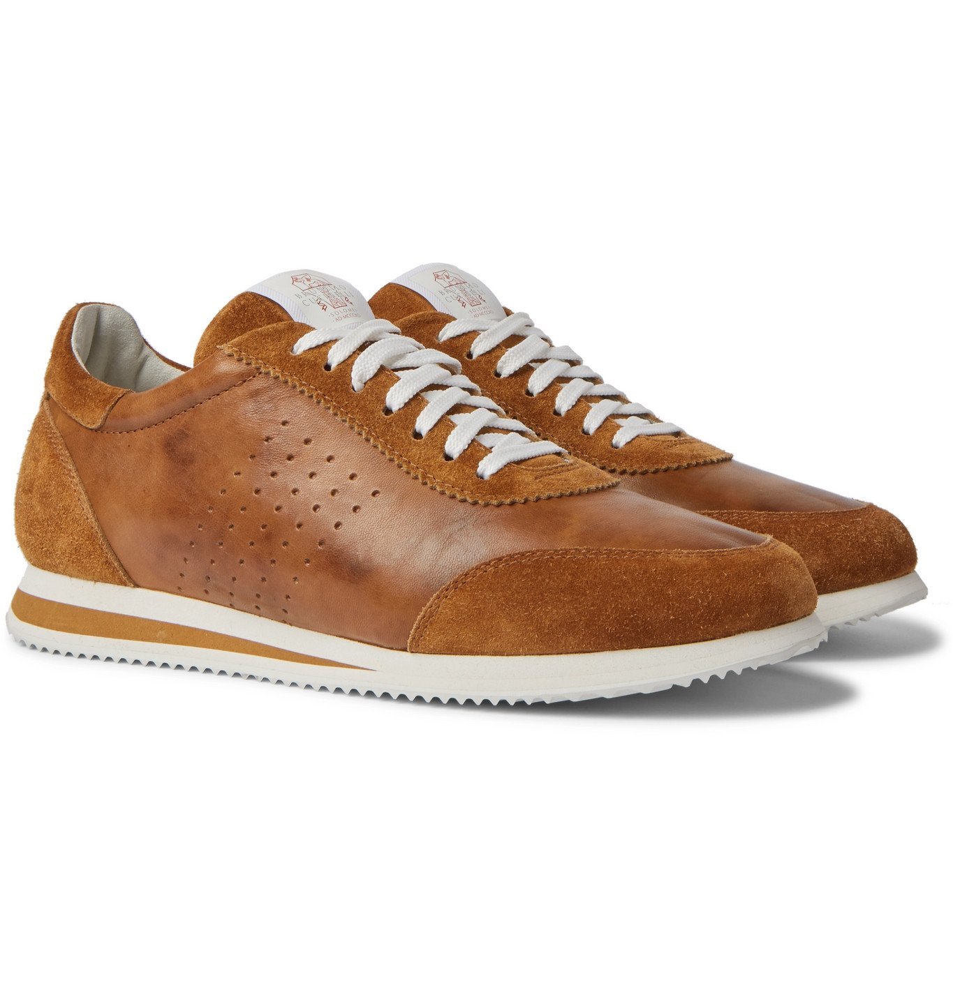 Brunello Cucinelli - Leather and Suede Sneakers - Brown Brunello Cucinelli