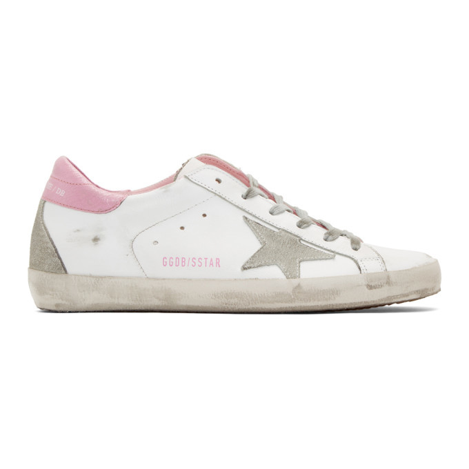 Golden Goose White and Pink Superstar 