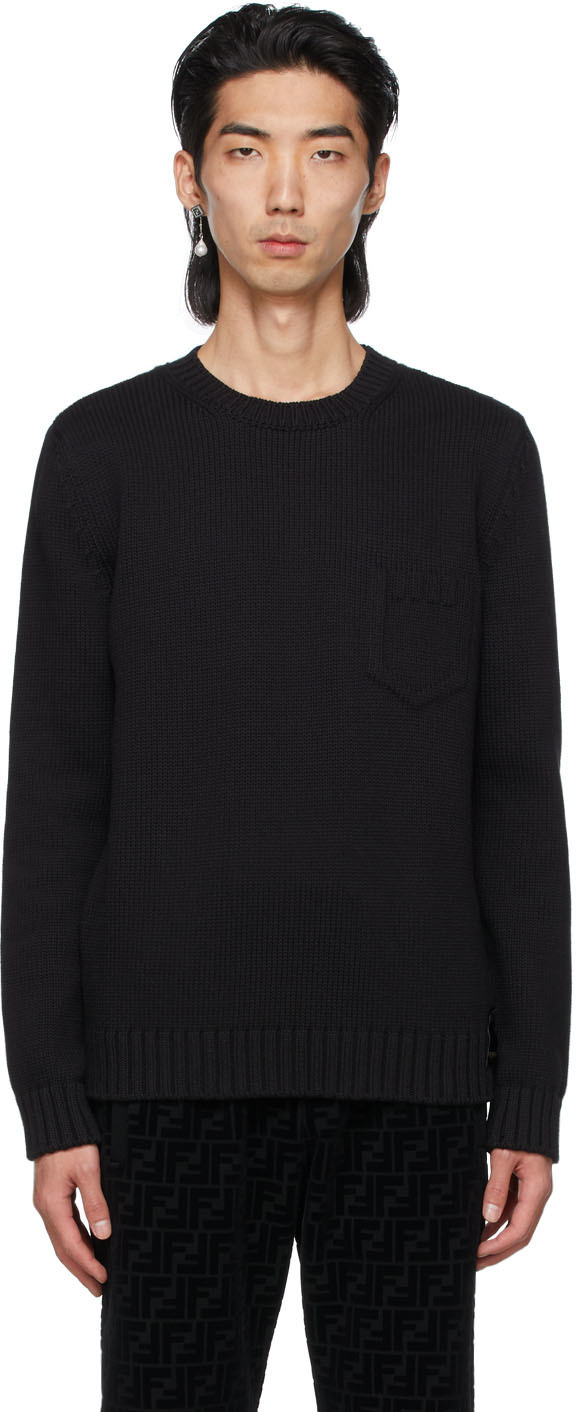 Fendi Black Embossed Pocket Sweater Fendi