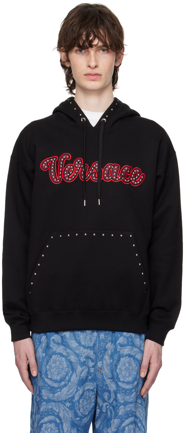 Versace Black Studded Varsity Hoodie Versace