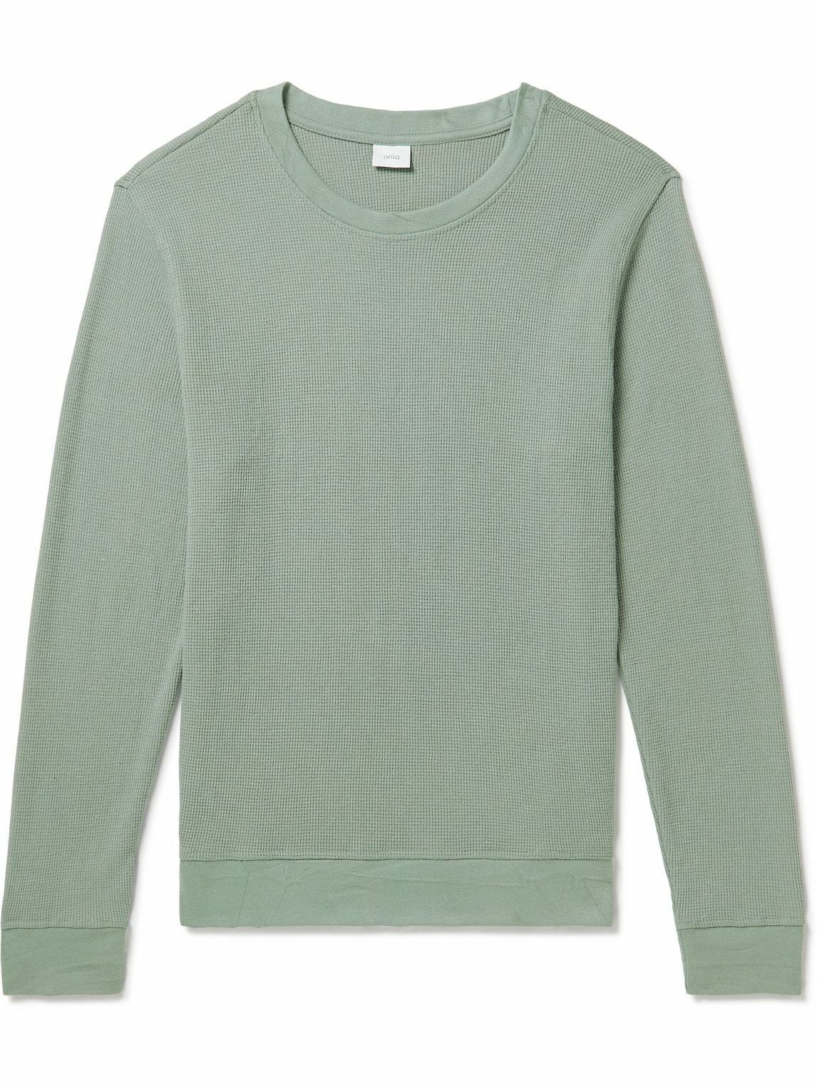 Onia - Waffle-Knit Cotton-Blend Sweater - Green Onia