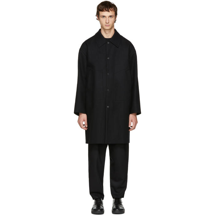 Undecorated Man Black Soutien Collar Coat Undecorated Man