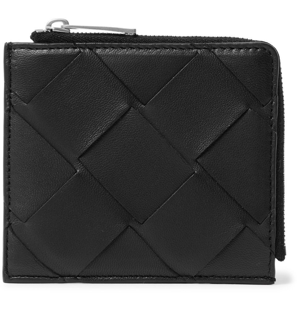 Bottega Veneta Bottega Veneta Intreciatto Leather Wallet With Zip In Black 